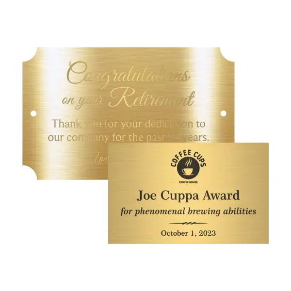 Diamond-Engraved Solid Gold Brass Plates — Rex Trophies