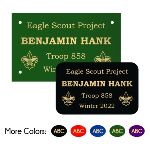 Eagle Scout Project Plate - Laser-Engraved Double Logo Style
