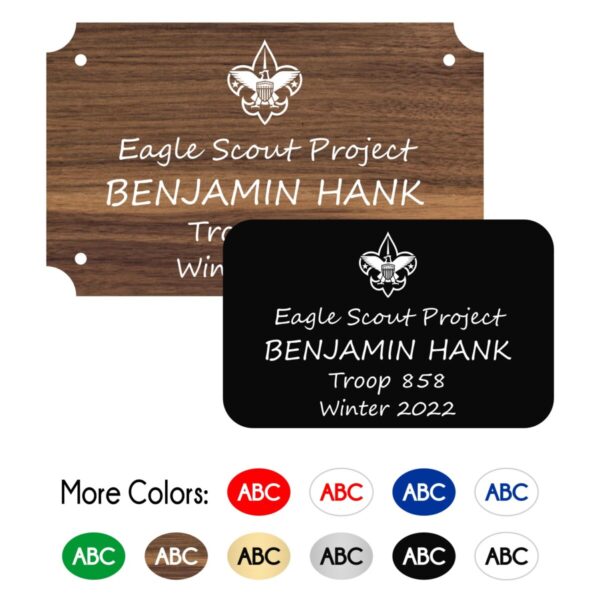 Eagle Scout Project Plate - Plastic Top Logo Style
