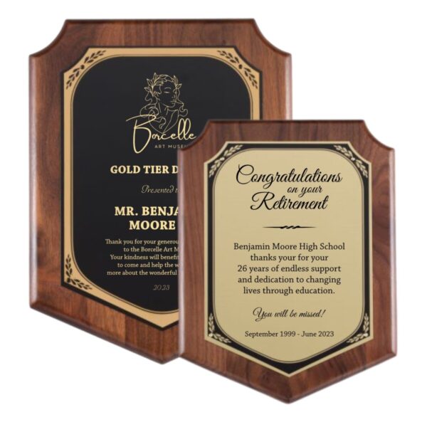 Shield Solid Walnut Plaque