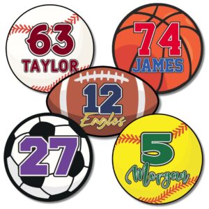 Collection of colorful, customized sports ball magnets.