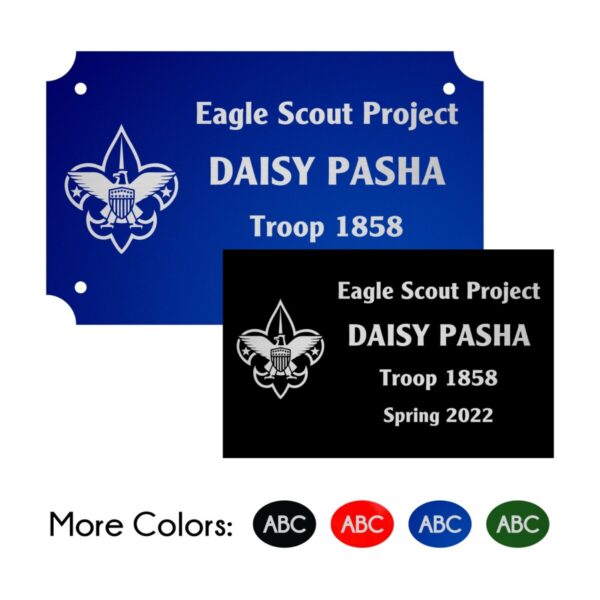 Eagle Scout Project Plate - Aluminum Side Logo Style