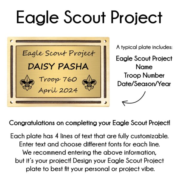 Cast Aluminum Eagle Scout Project Plaque with Mounting Screws - Image 2