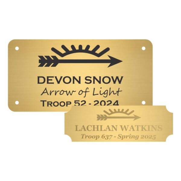 Arrow of Light Plates - Diamond-Engraved Brass