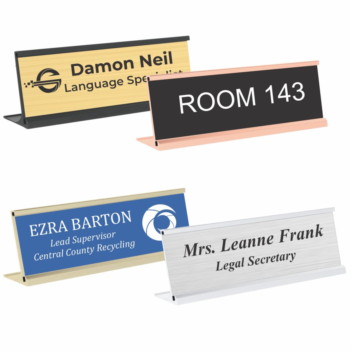 Engraved Plastic Name Plates with Desk Holder
